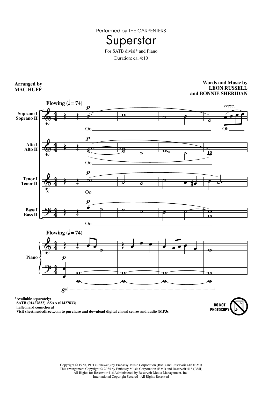 The Carpenters Superstar (arr. Mac Huff) Sheet Music Notes & Chords for Choir - Download or Print PDF