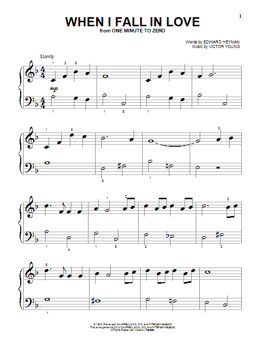 Carpenters When I Fall In Love Sheet Music Notes & Chords for Piano (Big Notes) - Download or Print PDF