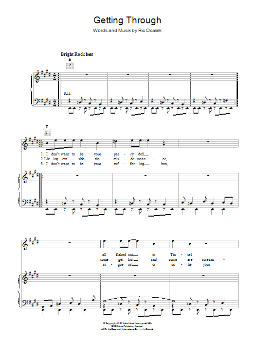 The Cars Getting Through Sheet Music Notes & Chords for Piano, Vocal & Guitar - Download or Print PDF
