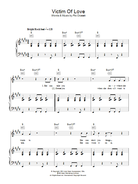 The Cars Victim Of Love Sheet Music Notes & Chords for Piano, Vocal & Guitar - Download or Print PDF