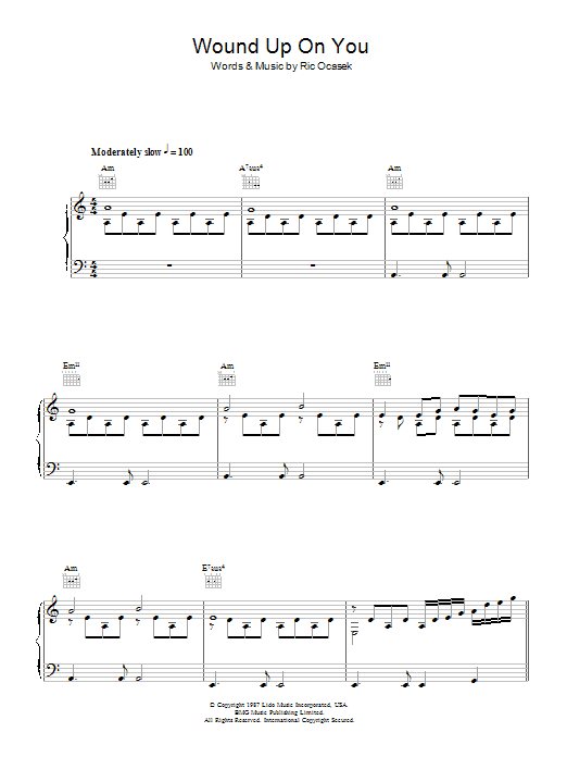 The Cars Wound Up On You Sheet Music Notes & Chords for Piano, Vocal & Guitar (Right-Hand Melody) - Download or Print PDF