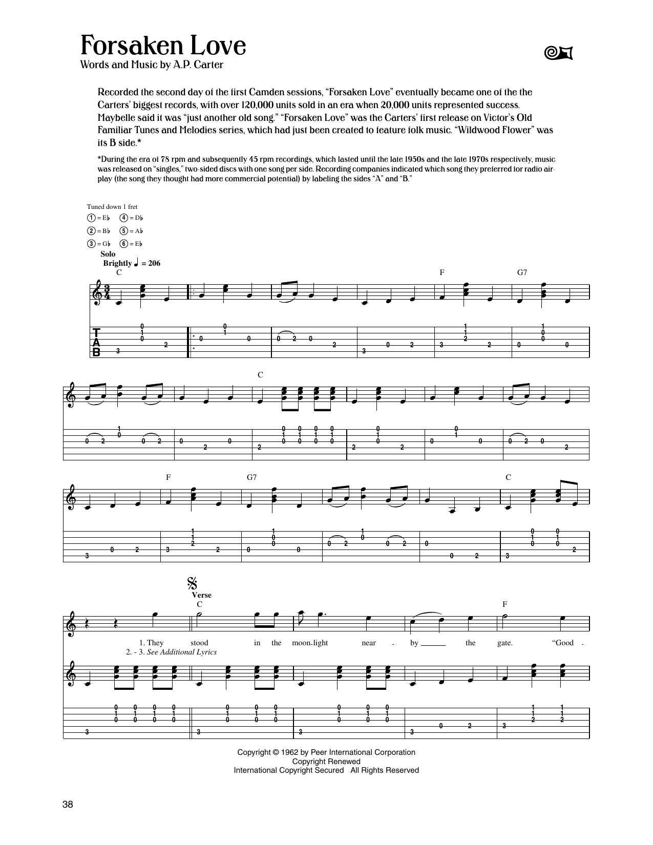 The Carter Family Forsaken Love Sheet Music Notes & Chords for Guitar Tab - Download or Print PDF