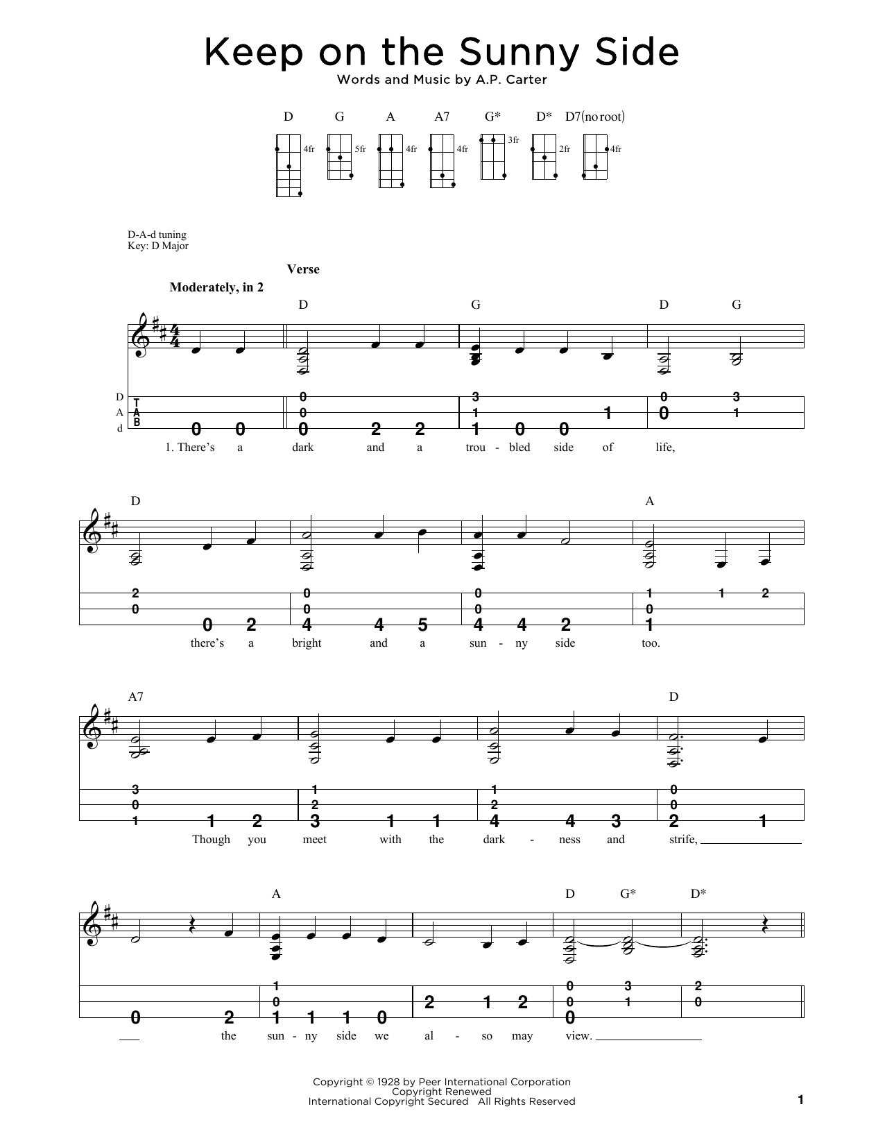 The Carter Family Keep On The Sunny Side (arr. Steven B. Eulberg) Sheet Music Notes & Chords for Dulcimer - Download or Print PDF