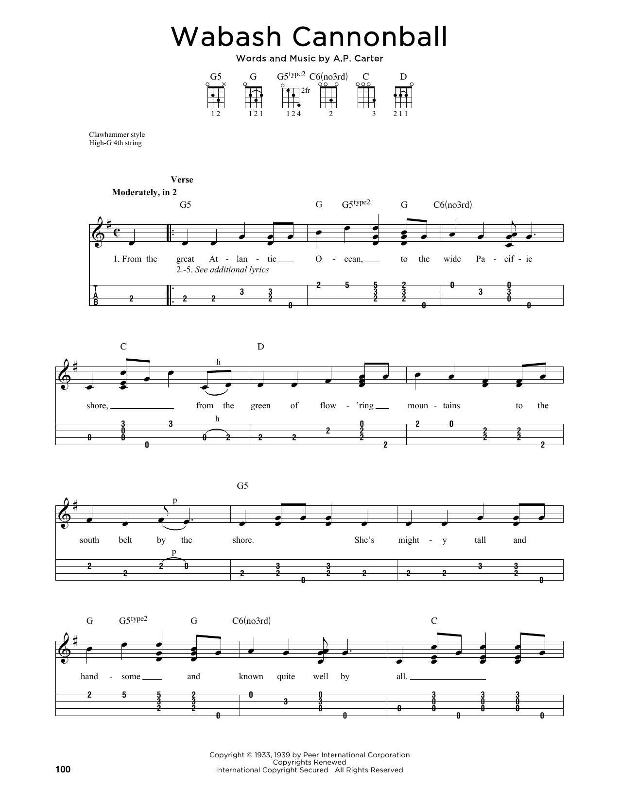 The Carter Family Wabash Cannonball (arr. Jim Schustedt) Sheet Music Notes & Chords for Ukulele - Download or Print PDF