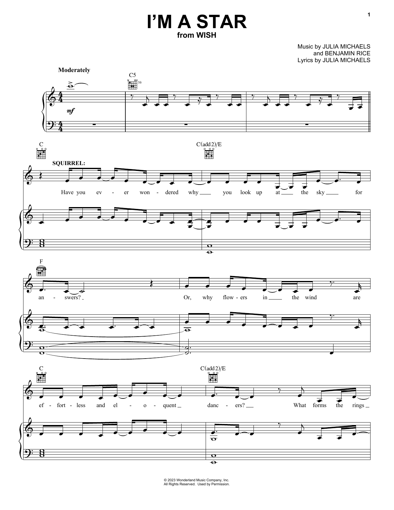 The Cast Of Wish I'm A Star (from Wish) Sheet Music Notes & Chords for Easy Piano - Download or Print PDF