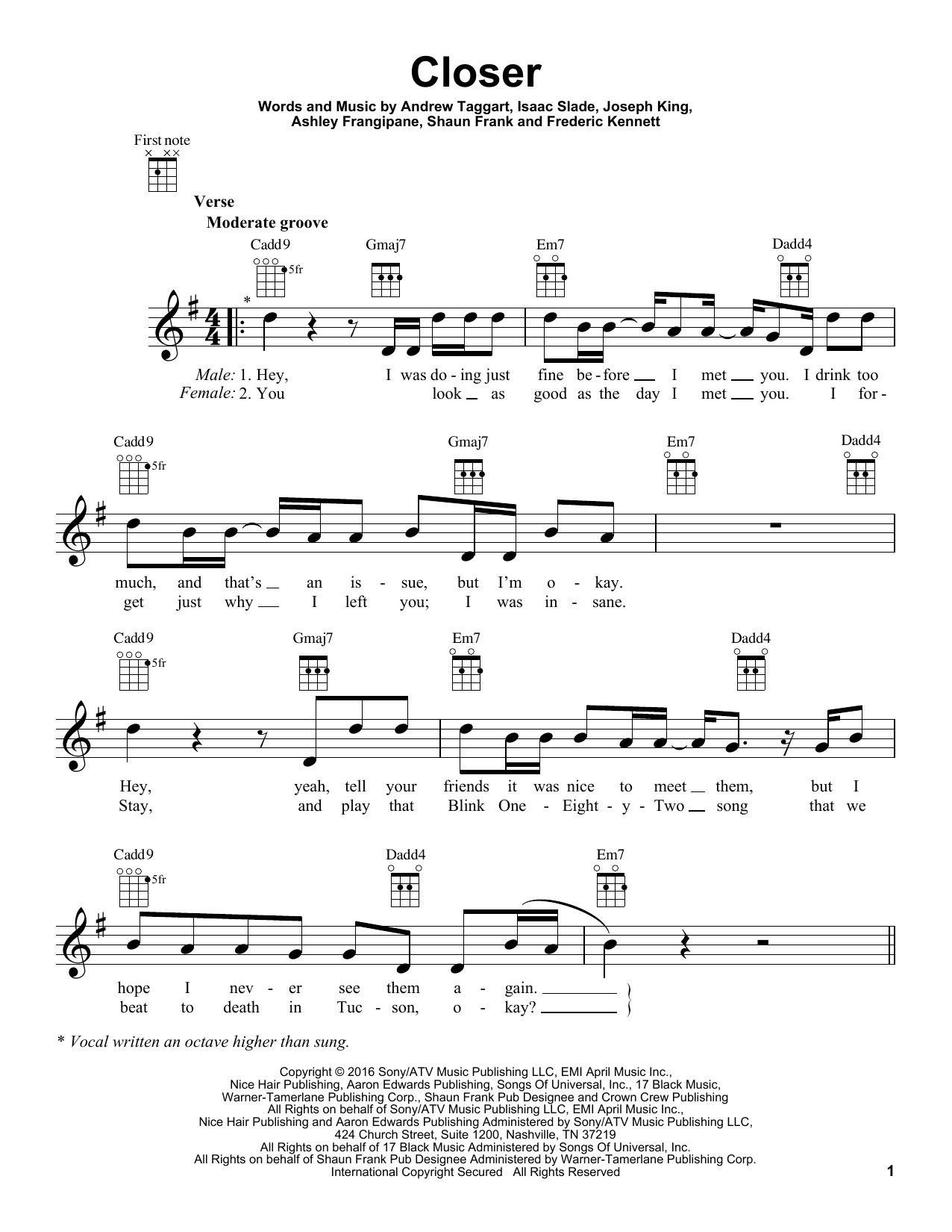 The Chainsmokers Closer (feat. Halsey) Sheet Music Notes & Chords for Beginner Piano - Download or Print PDF