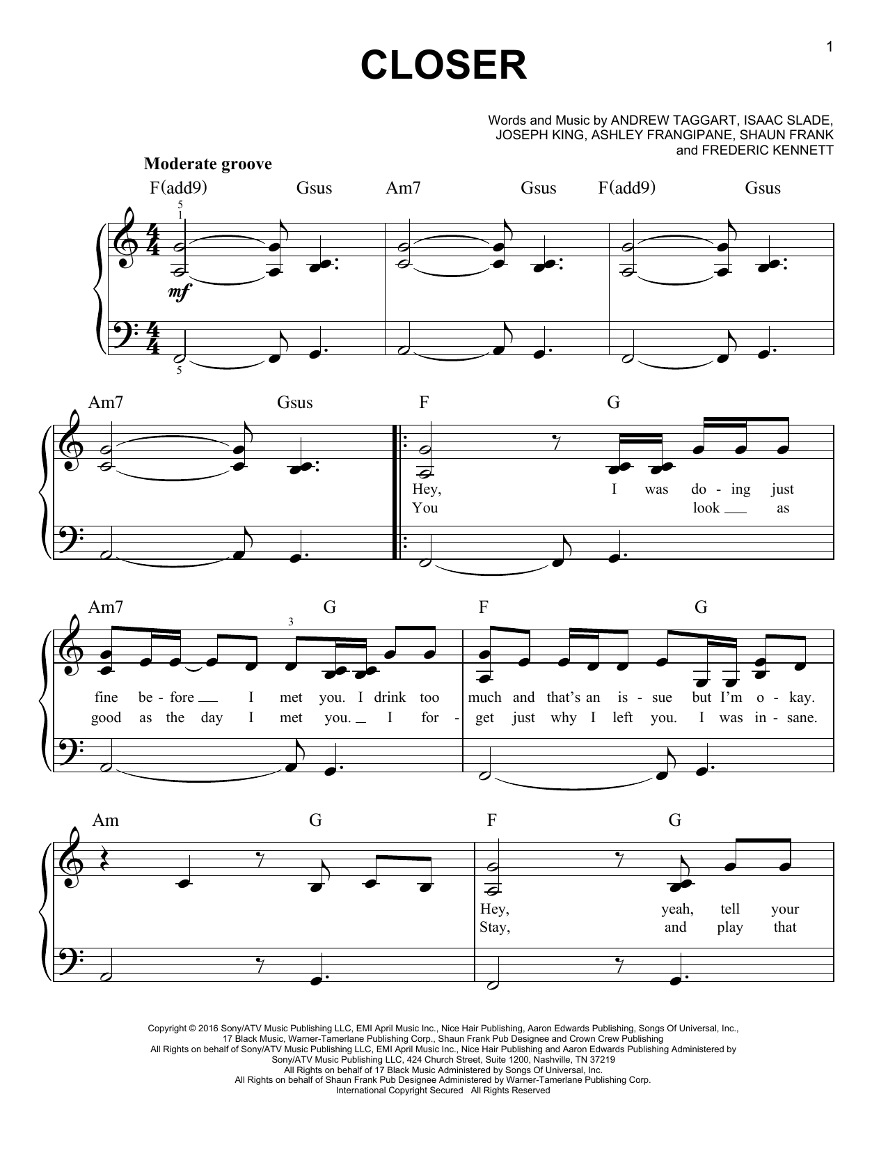 The Chainsmokers Closer (feat. Halsey) Sheet Music Notes & Chords for Ukulele - Download or Print PDF