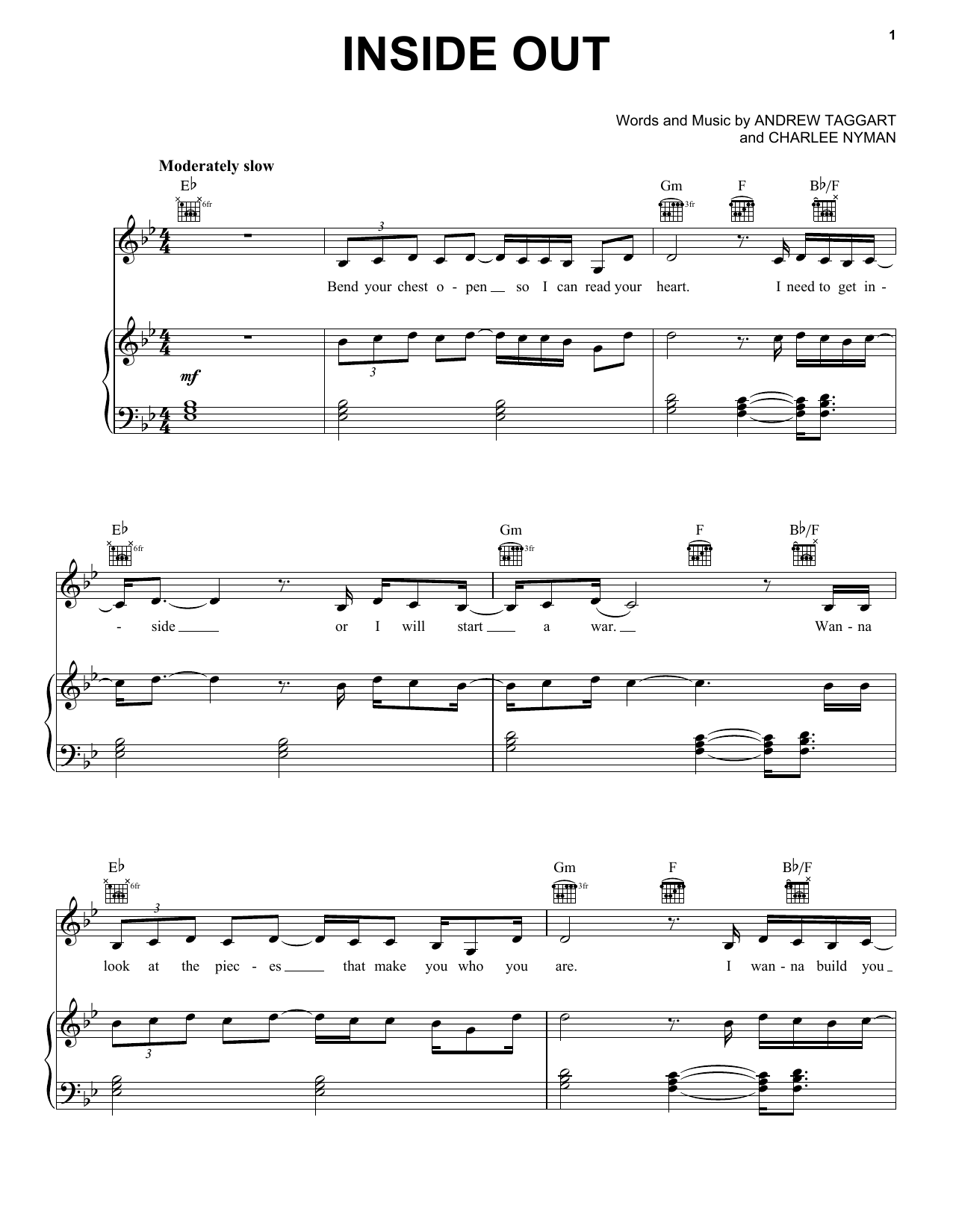The Chainsmokers Inside Out Sheet Music Notes & Chords for Piano, Vocal & Guitar (Right-Hand Melody) - Download or Print PDF
