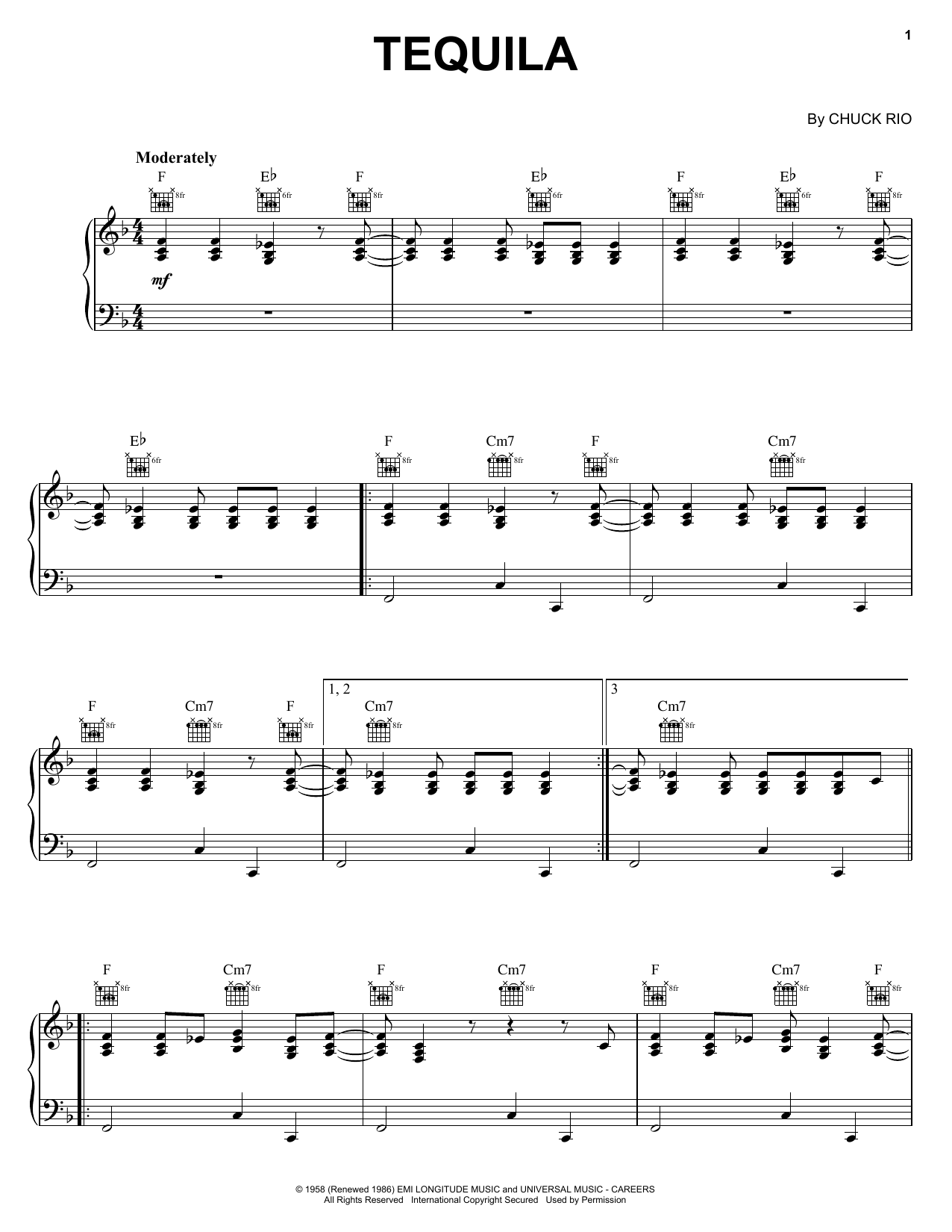 The Champs Tequila Sheet Music Notes & Chords for Ukulele Ensemble - Download or Print PDF