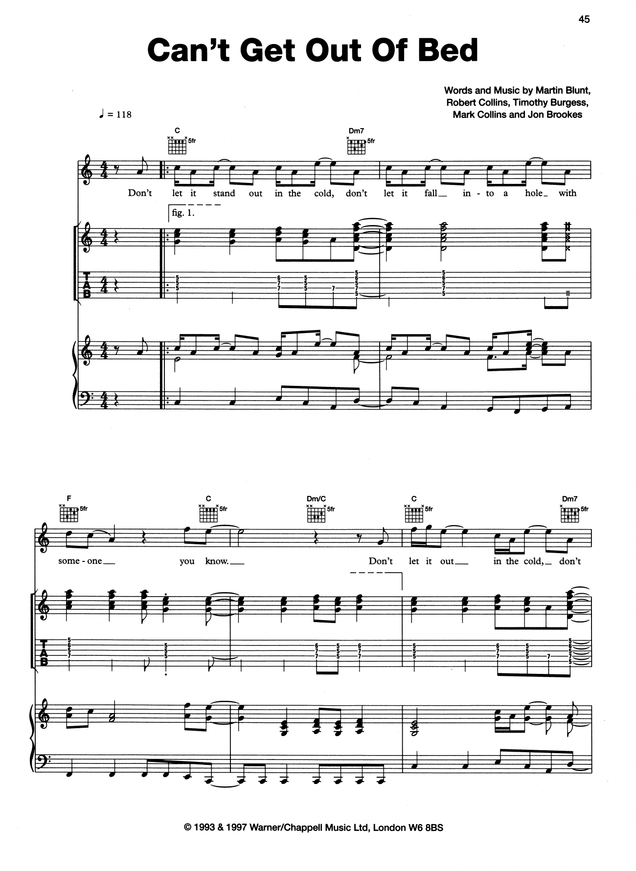 The Charlatans Can't Get Out Of Bed Sheet Music Notes & Chords for Piano, Vocal & Guitar (Right-Hand Melody) - Download or Print PDF