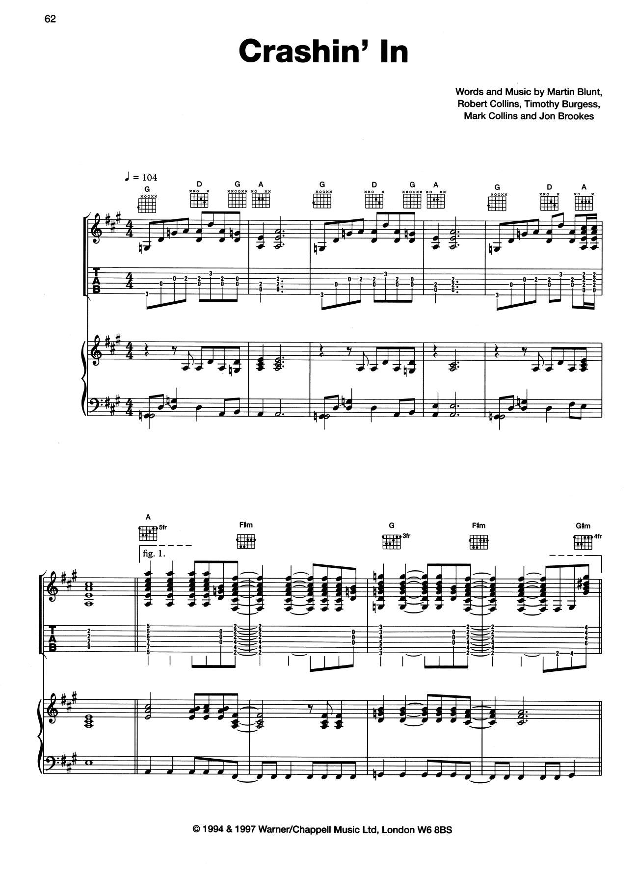 The Charlatans Crashin' In Sheet Music Notes & Chords for Piano, Vocal & Guitar (Right-Hand Melody) - Download or Print PDF The Charlatans Crashin' In Sheet Music Notes & Chords for Piano, Vocal & Guitar (Right-Hand Melody) - Download or Print PDF