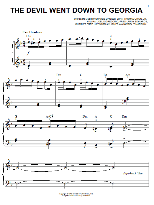 Charlie Daniels Band The Devil Went Down To Georgia Sheet Music Notes & Chords for Violin - Download or Print PDF