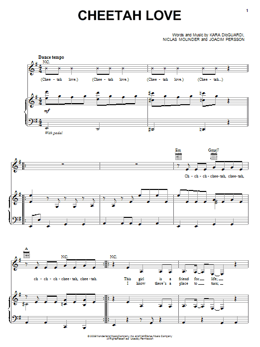 The Cheetah Girls Cheetah Love Sheet Music Notes & Chords for Piano, Vocal & Guitar (Right-Hand Melody) - Download or Print PDF