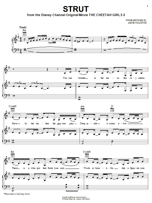 The Cheetah Girls Strut sheet music notes and chords. Download Printable PDF.