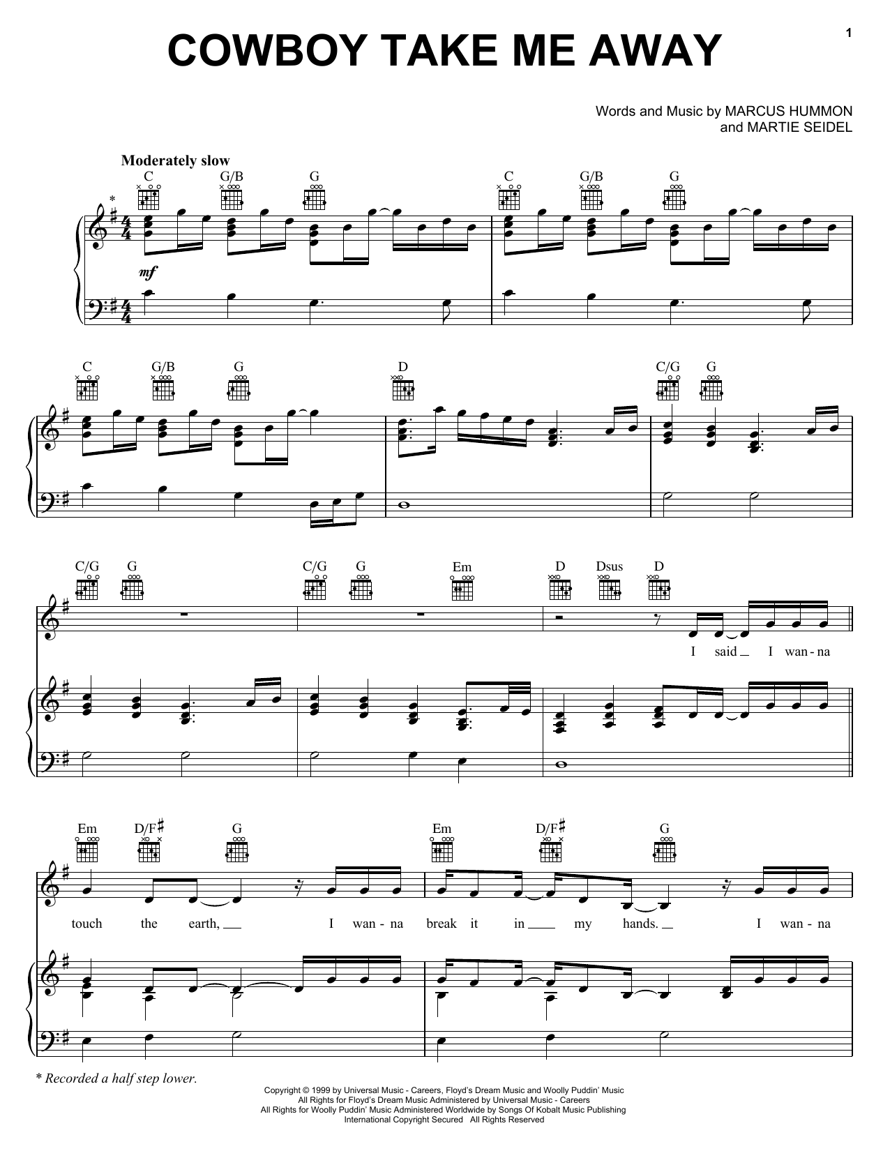 The Chicks Cowboy Take Me Away Sheet Music Notes & Chords for Melody Line, Lyrics & Chords - Download or Print PDF