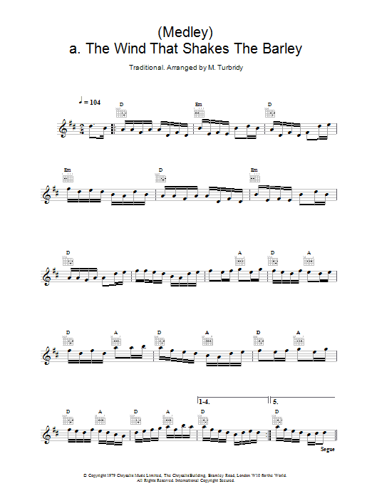 The Chieftains (Medley) a. The Wind That Shakes The Barley;b. The Reel With The Beryle sheet music notes and chords. Download Printable PDF.