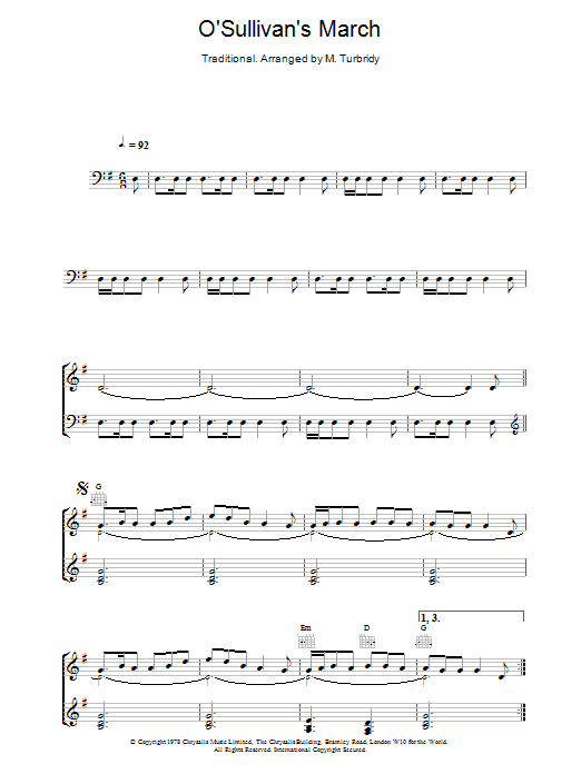 The Chieftains O'Sullivan's March sheet music notes and chords. Download Printable PDF.