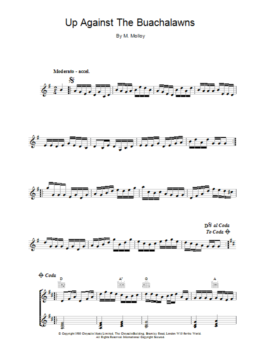 The Chieftains Up Against The Buachalawns Sheet Music Notes & Chords for Piano, Vocal & Guitar (Right-Hand Melody) - Download or Print PDF