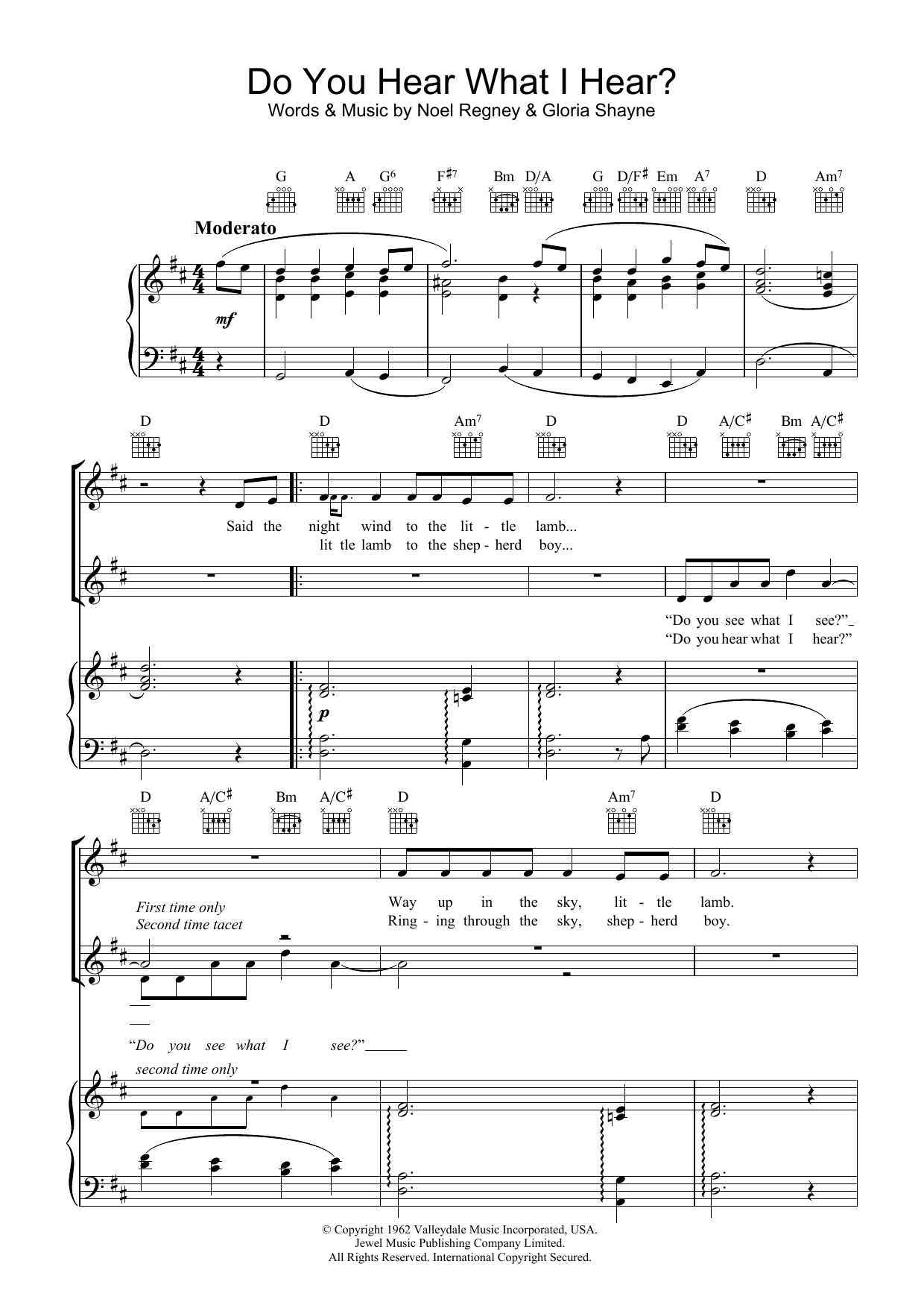 The Choirboys Do You Hear What I Hear? Sheet Music Notes & Chords for Piano, Vocal & Guitar - Download or Print PDF
