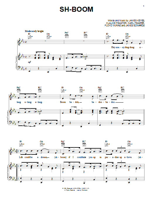 The Chords Sh-Boom (Life Could Be a Dream) Sheet Music Notes & Chords for Piano, Vocal & Guitar (Right-Hand Melody) - Download or Print PDF