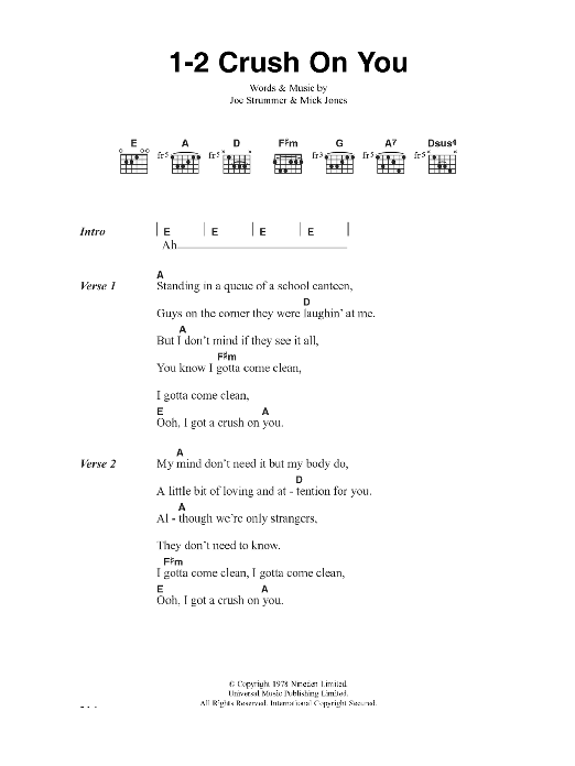 The Clash 1-2 Crush On You Sheet Music Notes & Chords for Lyrics & Chords - Download or Print PDF