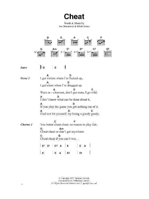 The Clash Cheat Sheet Music Notes & Chords for Lyrics & Chords - Download or Print PDF