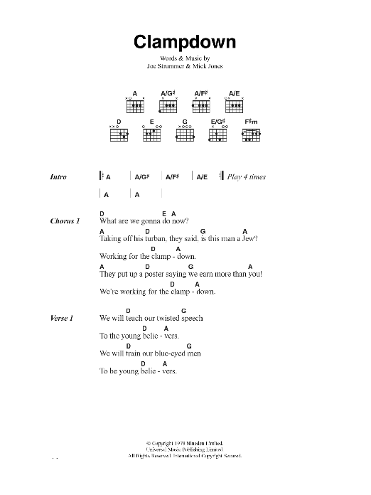 The Clash Clampdown Sheet Music Notes & Chords for Guitar Tab - Download or Print PDF