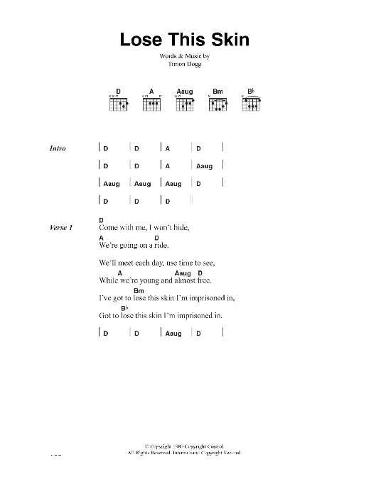 The Clash Lose This Skin Sheet Music Notes & Chords for Lyrics & Chords - Download or Print PDF