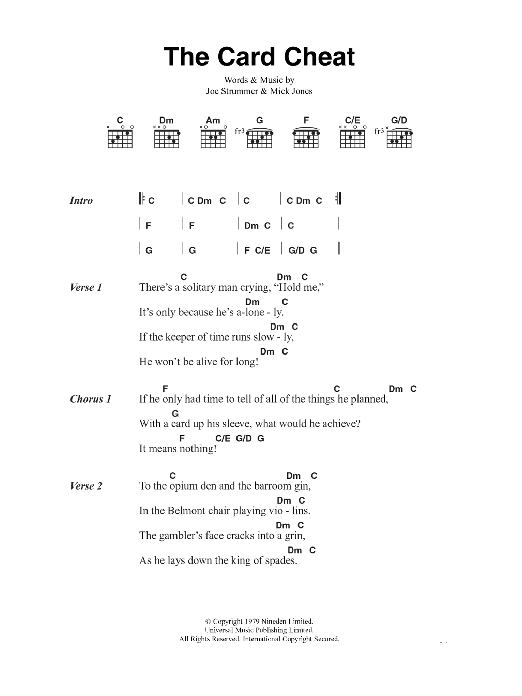 The Clash The Card Cheat Sheet Music Notes & Chords for Lyrics & Chords - Download or Print PDF