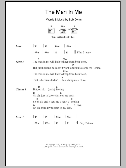 The Clash The Man In Me Sheet Music Notes & Chords for Lyrics & Chords - Download or Print PDF