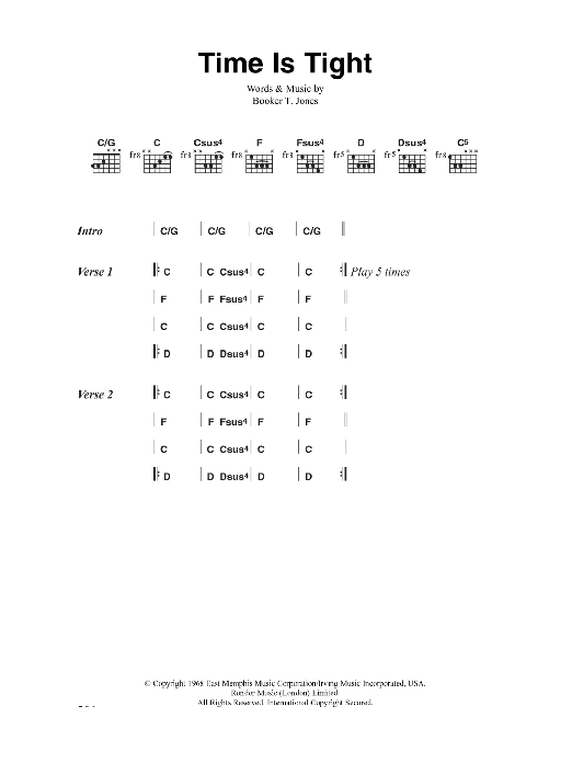 The Clash Time Is Tight Sheet Music Notes & Chords for Guitar Chords/Lyrics - Download or Print PDF