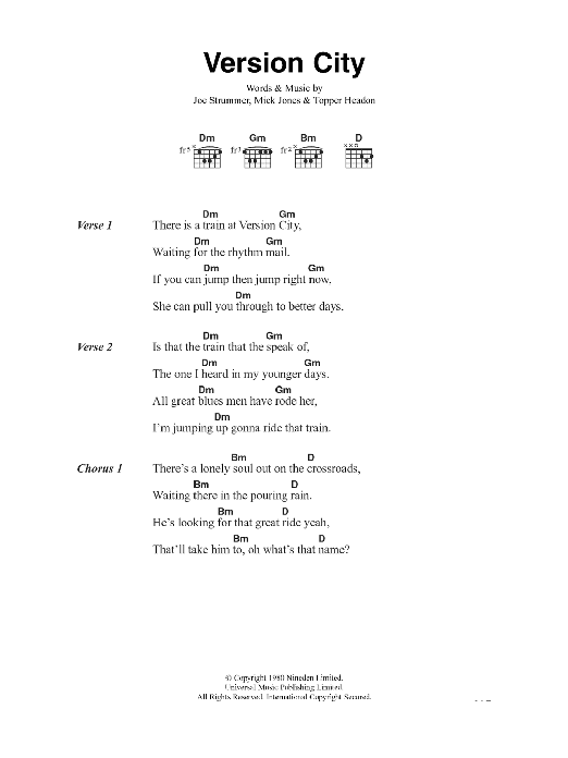 The Clash Version City Sheet Music Notes & Chords for Lyrics & Chords - Download or Print PDF