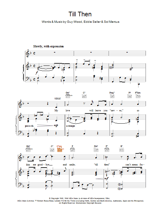 The Classics Till Then Sheet Music Notes & Chords for Piano, Vocal & Guitar (Right-Hand Melody) - Download or Print PDF