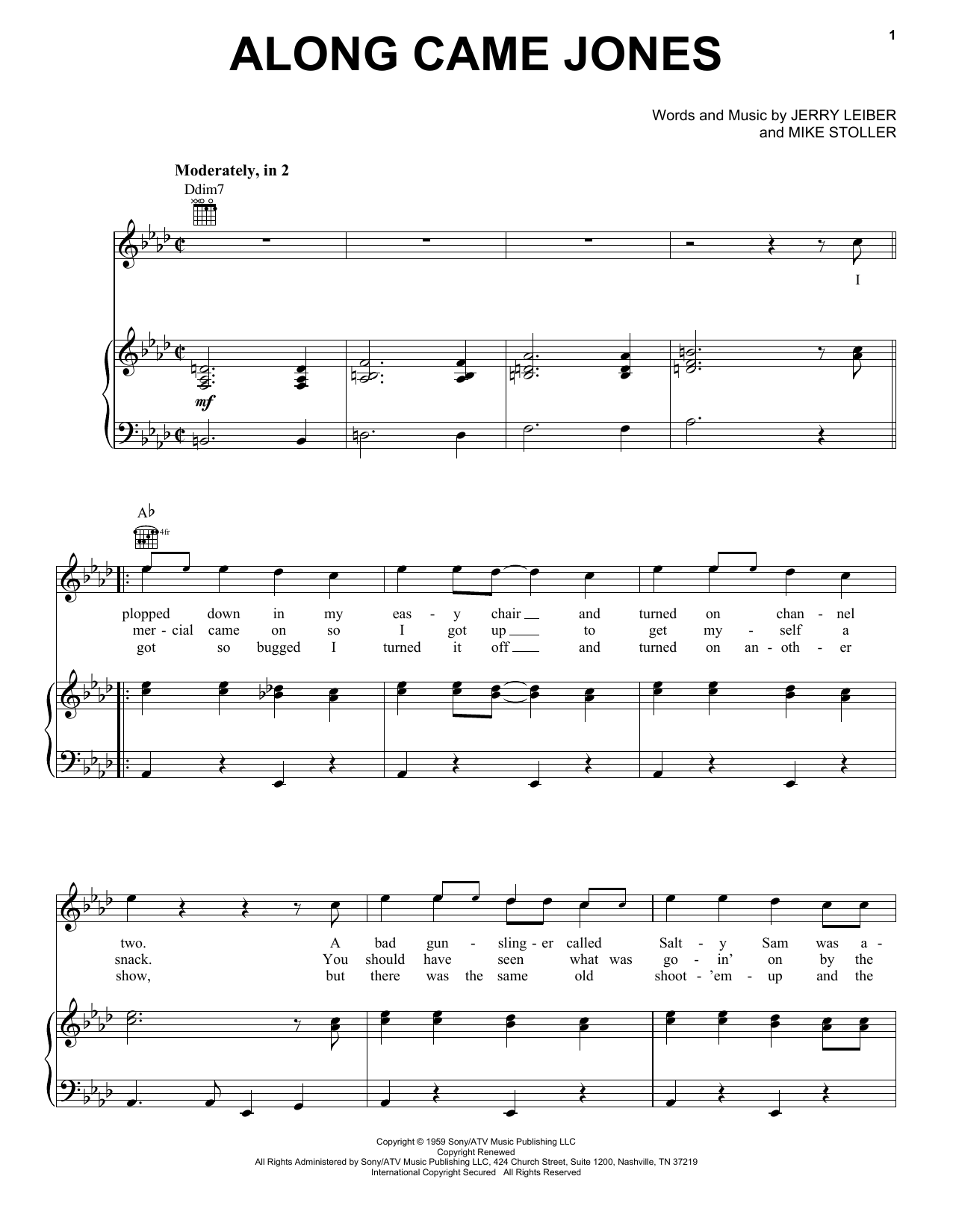 The Coasters Along Came Jones Sheet Music Notes & Chords for Melody Line, Lyrics & Chords - Download or Print PDF