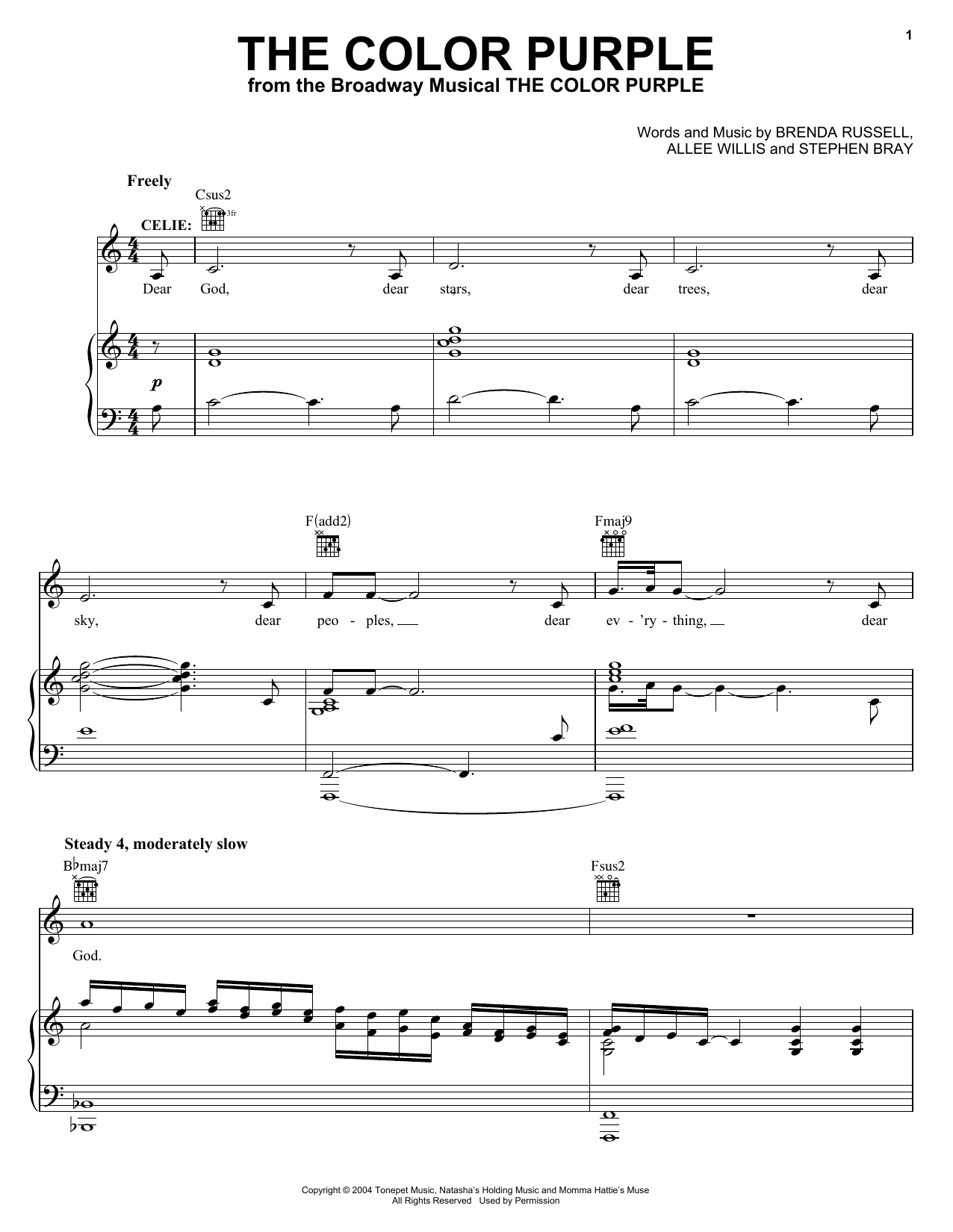 The Color Purple (Musical) The Color Purple Sheet Music Notes & Chords for Easy Piano - Download or Print PDF