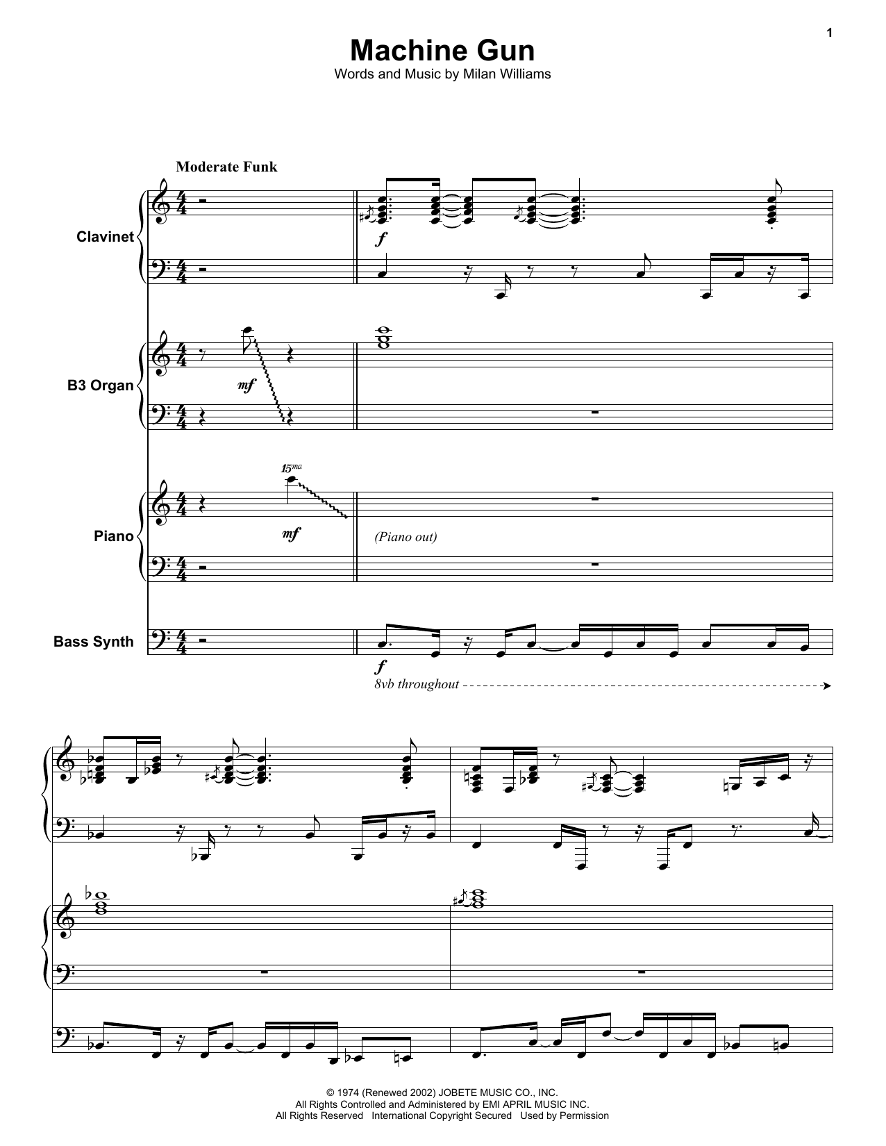 The Commodores Machine Gun Sheet Music Notes & Chords for Keyboard Transcription - Download or Print PDF