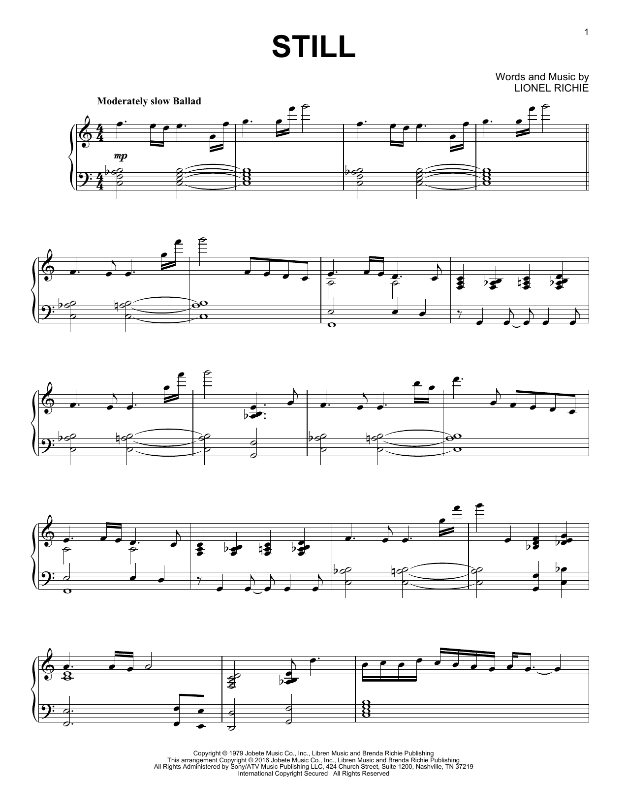 The Commodores Still [Jazz version] Sheet Music Notes & Chords for Piano - Download or Print PDF