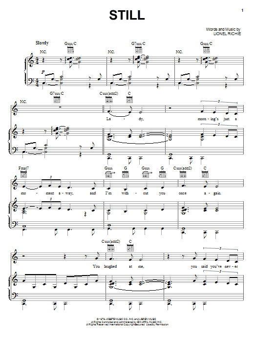 The Commodores Still Sheet Music Notes & Chords for Melody Line, Lyrics & Chords - Download or Print PDF