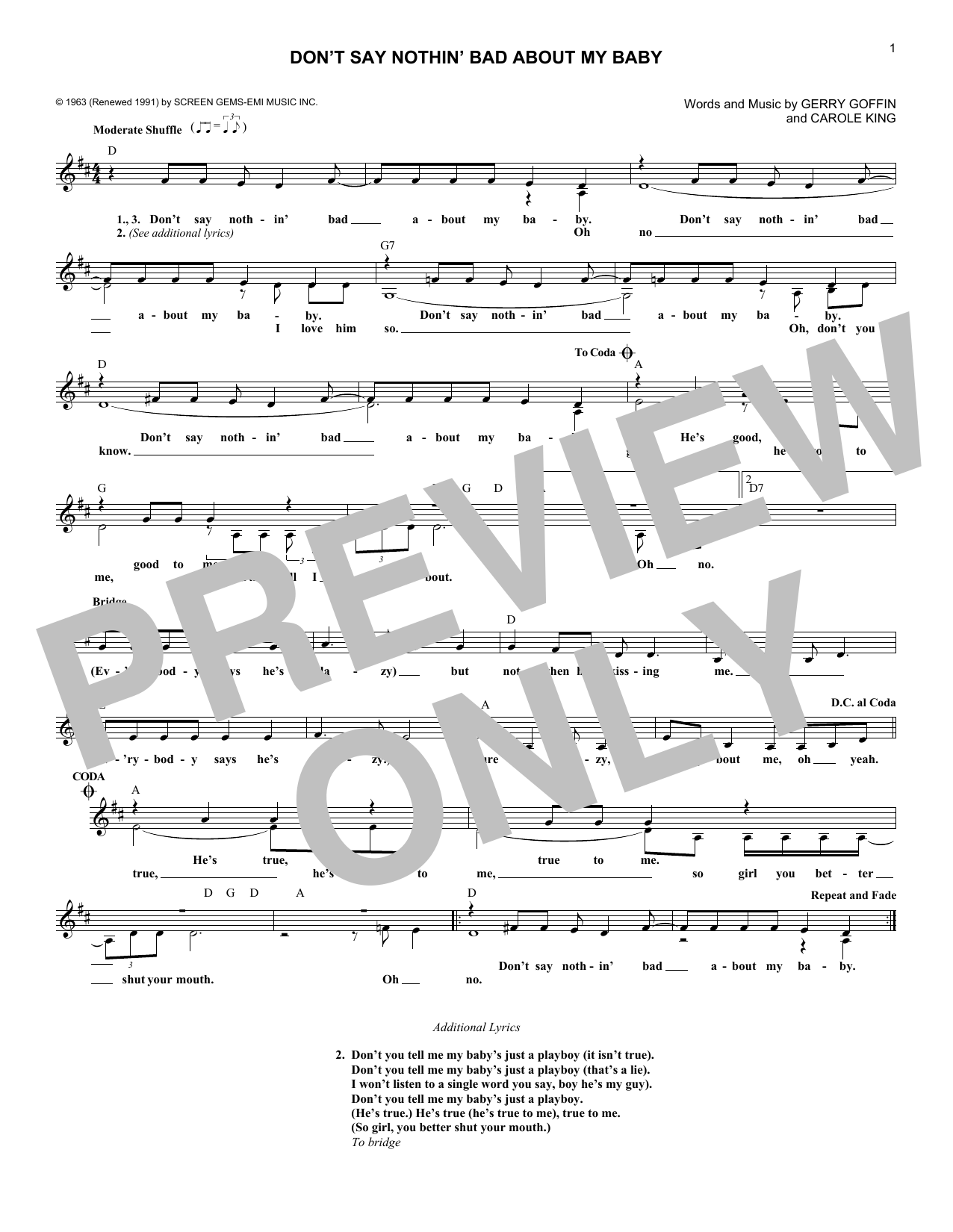 The Cookies Don't Say Nothin' Bad About My Baby Sheet Music Notes & Chords for Melody Line, Lyrics & Chords - Download or Print PDF