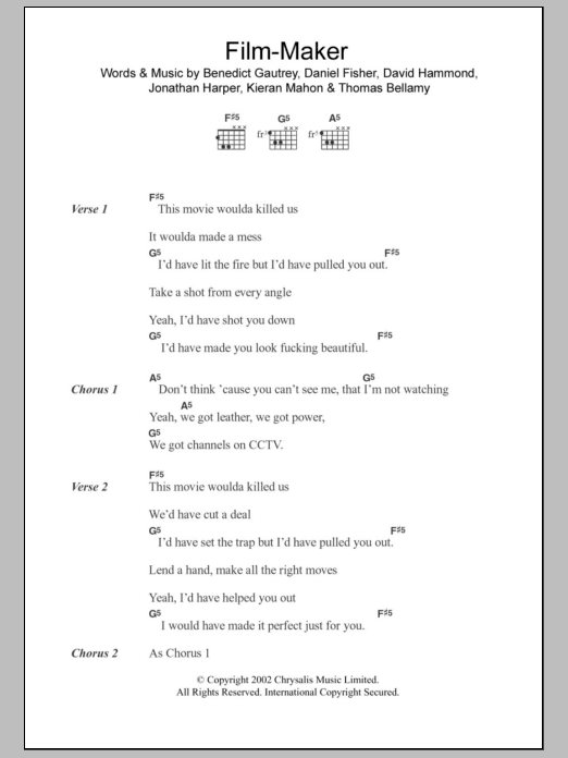 The Cooper Temple Clause Film-Maker Sheet Music Notes & Chords for Lyrics & Chords - Download or Print PDF