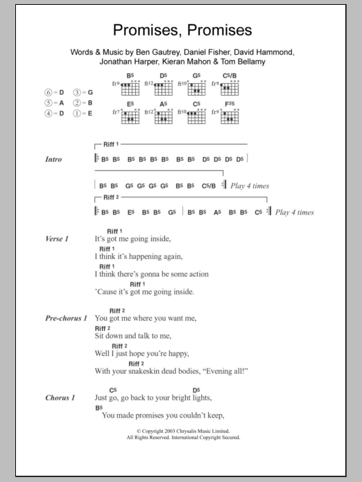 The Cooper Temple Clause Promises Promises Sheet Music Notes & Chords for Lyrics & Chords - Download or Print PDF