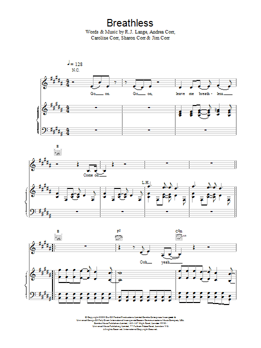 The Corrs Breathless Sheet Music Notes & Chords for Clarinet - Download or Print PDF