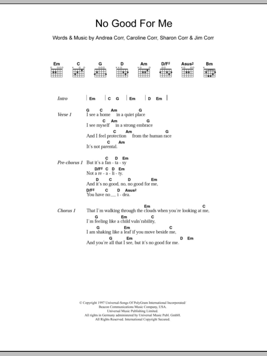 The Corrs No Good For Me Sheet Music Notes & Chords for Keyboard - Download or Print PDF