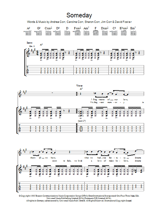 The Corrs Someday Sheet Music Notes & Chords for Keyboard - Download or Print PDF