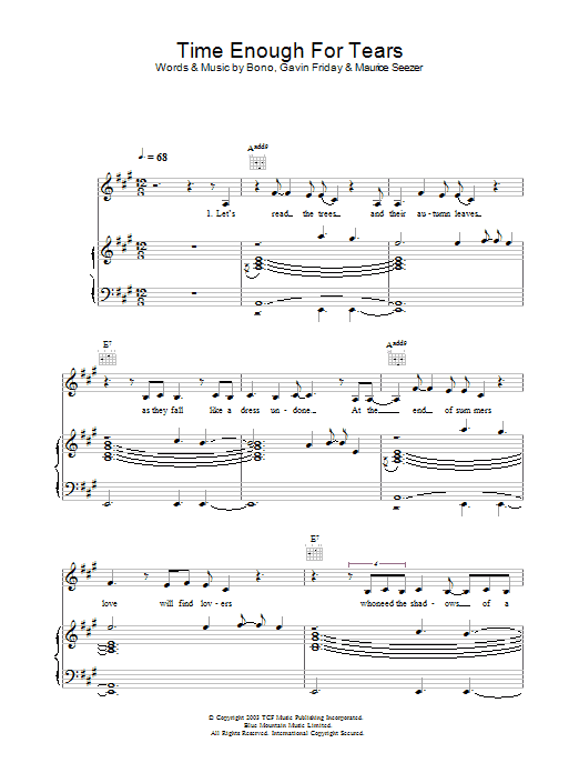 The Corrs Time Enough For Tears Sheet Music Notes & Chords for Piano, Vocal & Guitar - Download or Print PDF