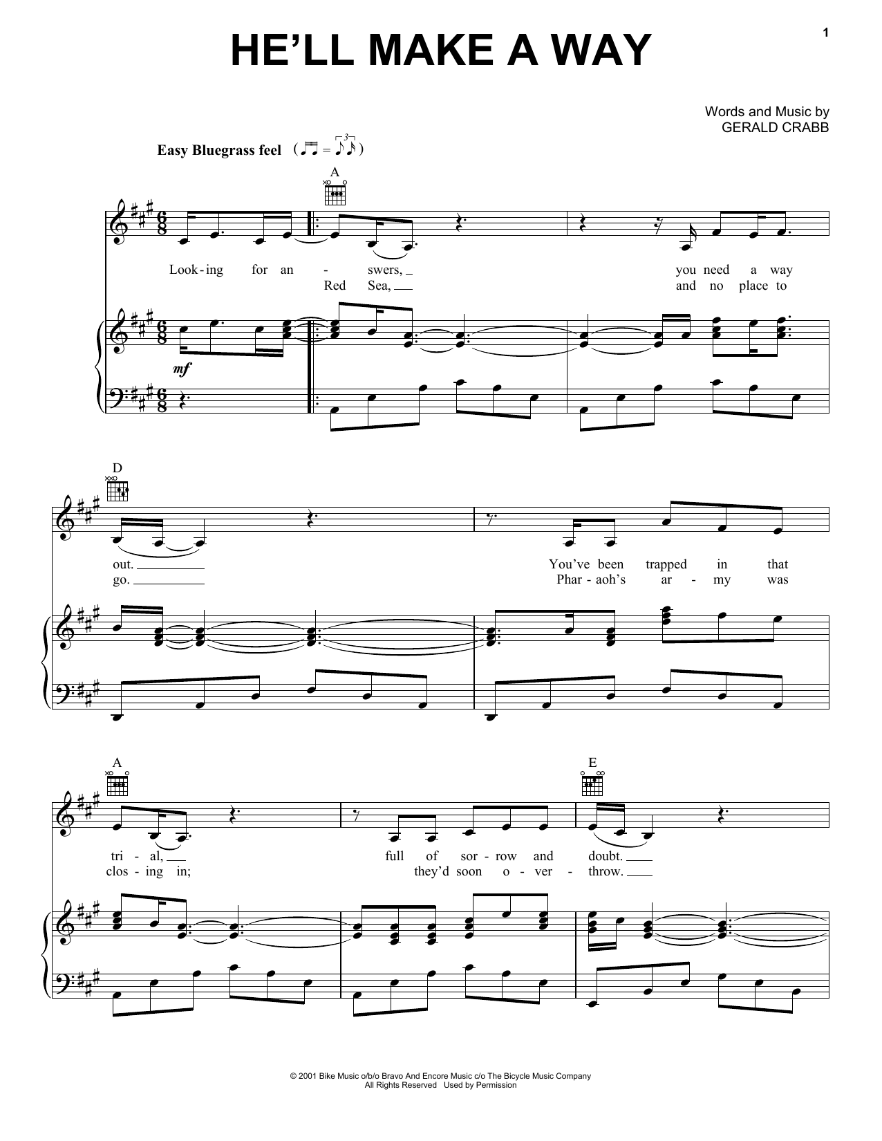 The Crabb Family He'll Make A Way Sheet Music Notes & Chords for Piano, Vocal & Guitar (Right-Hand Melody) - Download or Print PDF