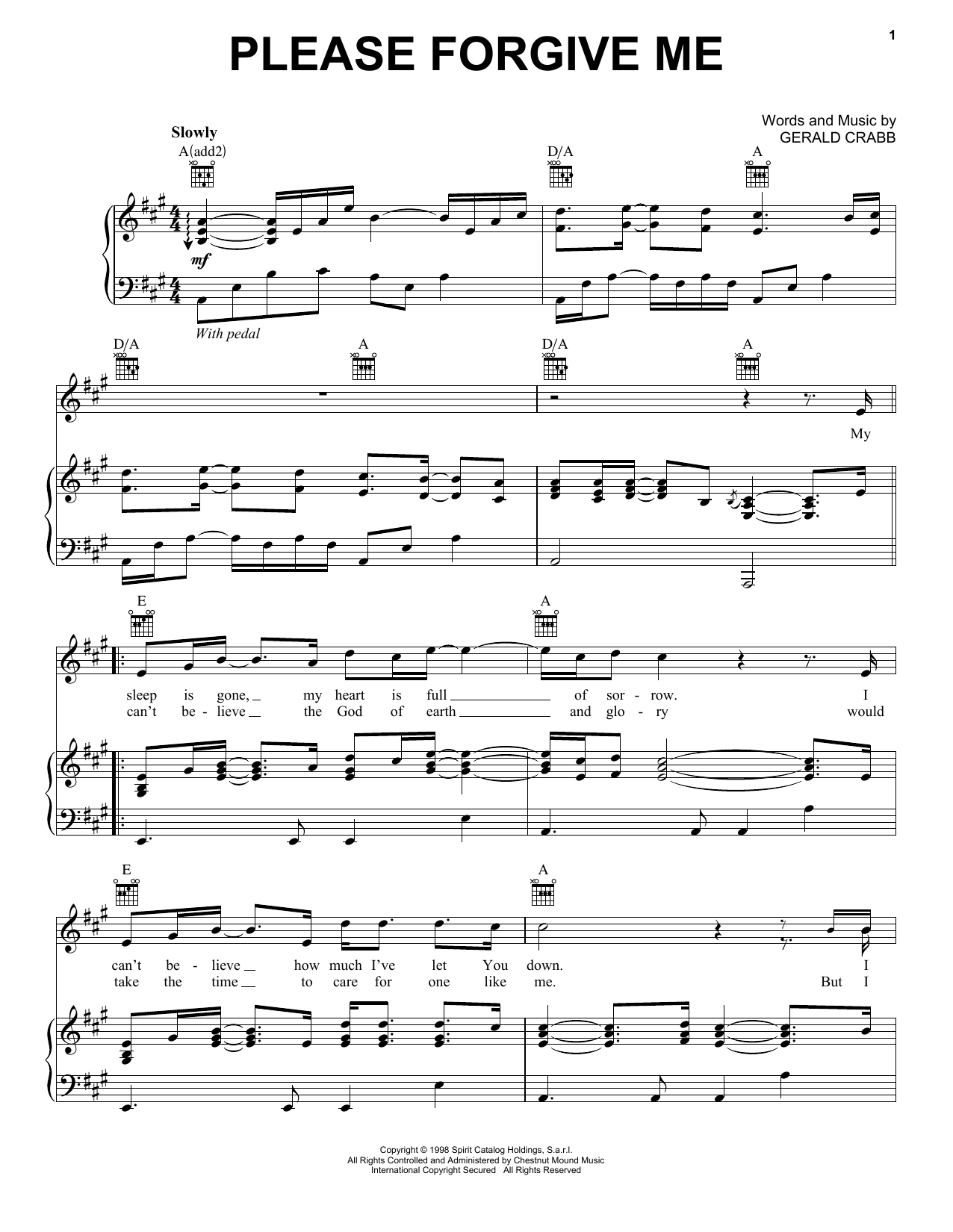 The Crabb Family Please Forgive Me Sheet Music Notes & Chords for Piano, Vocal & Guitar (Right-Hand Melody) - Download or Print PDF