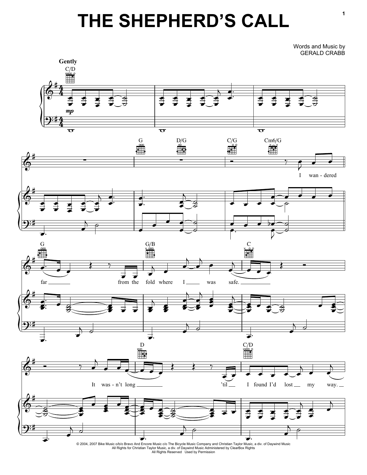 The Crabb Family The Shepherd's Call Sheet Music Notes & Chords for Piano, Vocal & Guitar (Right-Hand Melody) - Download or Print PDF