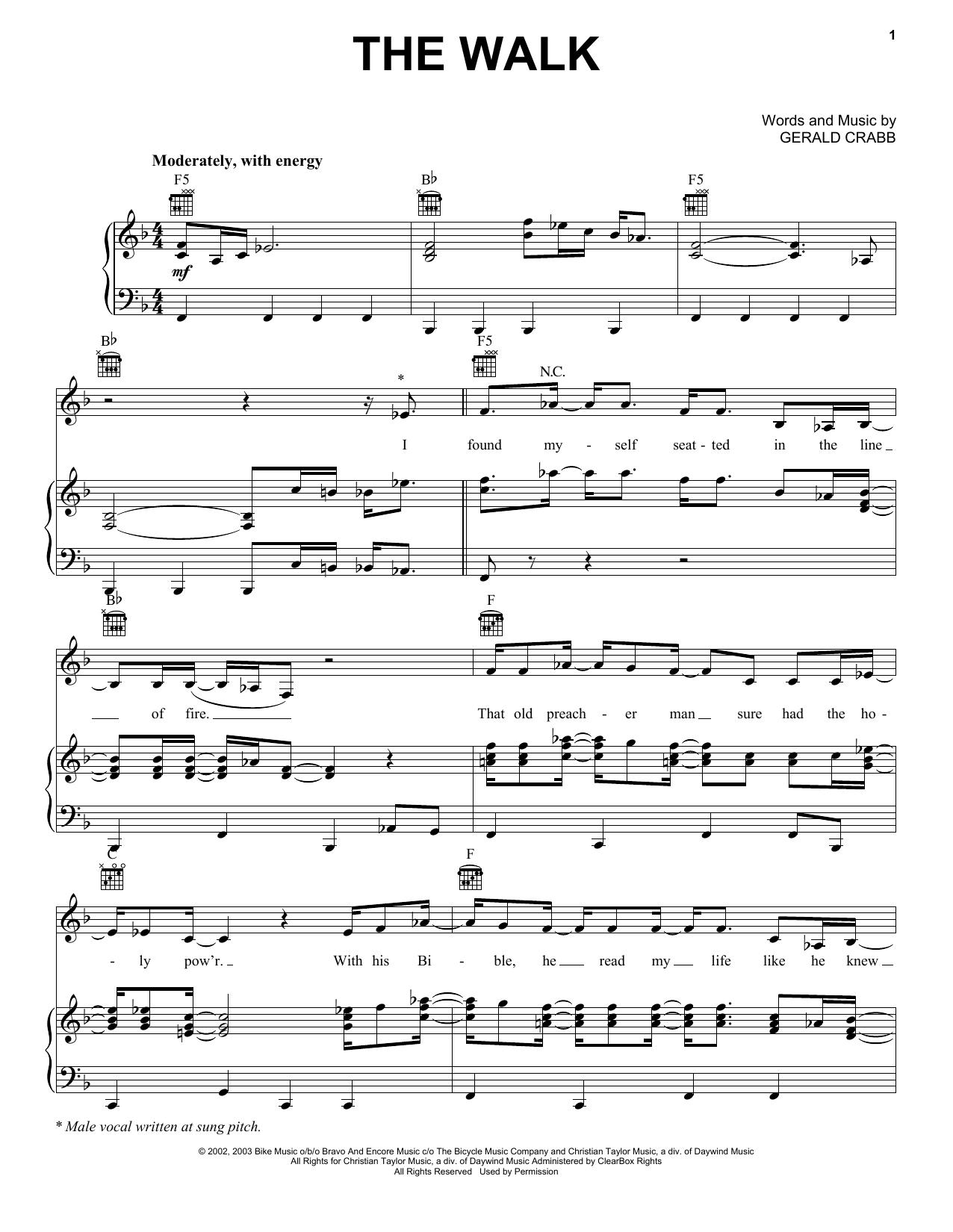 The Crabb Family The Walk Sheet Music Notes & Chords for Piano, Vocal & Guitar (Right-Hand Melody) - Download or Print PDF