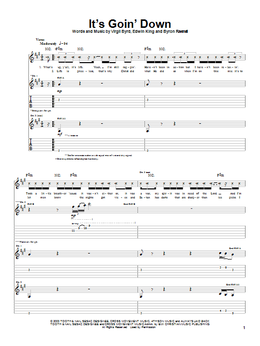 The Cross Movement It's Goin' Down Sheet Music Notes & Chords for Guitar Tab - Download or Print PDF The Cross Movement It's Goin' Down Sheet Music Notes & Chords for Guitar Tab - Download or Print PDF